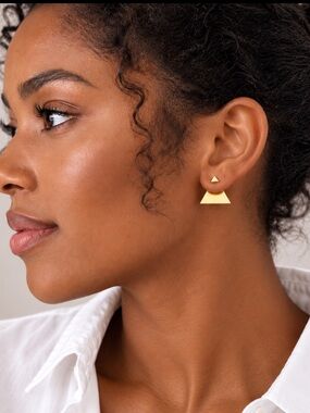 New! Gold Triangle Post Earrings 1003